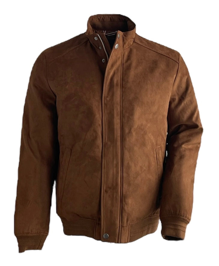 Brown leather jacket on a white background Maison Leneveu