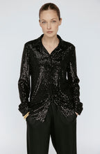 Amanda Maria Sequin Button Down Black