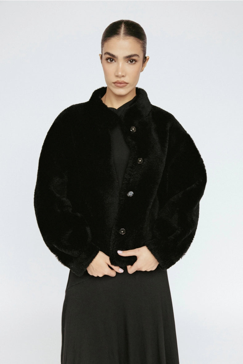 Amanda Maria Wool Bomber Teddy Jacket