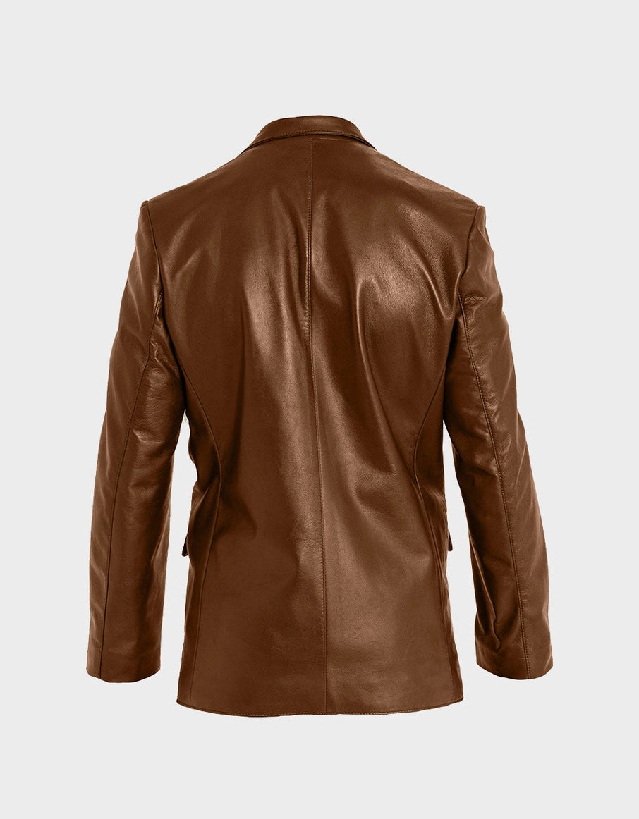 Brown leather jacket on a white background Cuir Dimitri