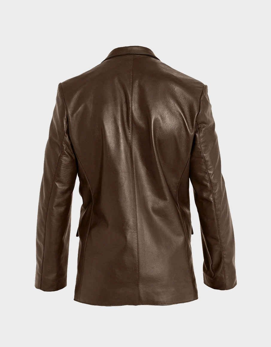 Brown leather jacket on a white background Cuir Dimitri