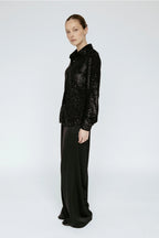 Amanda Maria Sequin Button Down Black