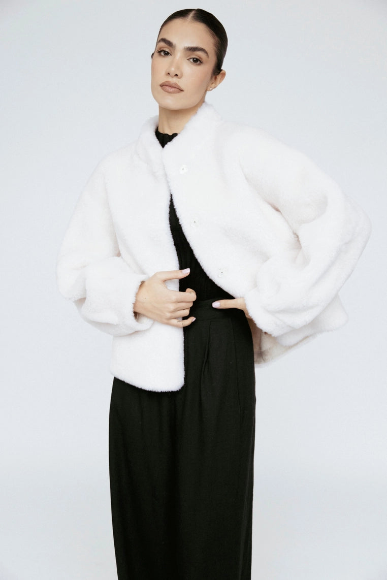 Amanda Maria Wool Bomber Teddy Jacket