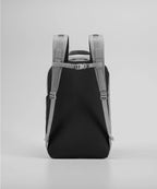 Black backpack with gray straps on a light gray background RYU