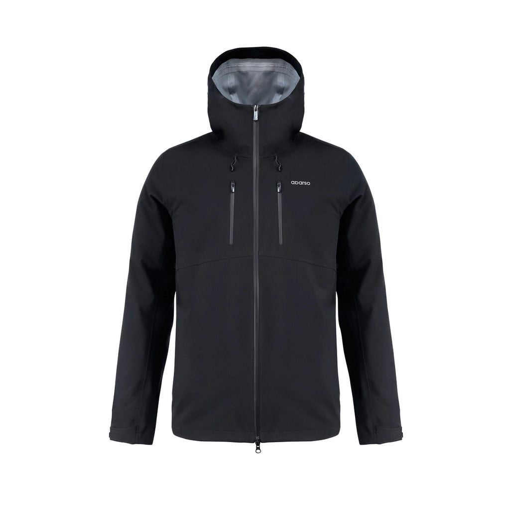 Black jacket with a hood on a white background Aparso