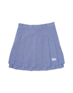 Front view of baby blue BOV Active BA pleated skirt