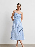 ANAZ Polka Dot Smocked Midi Dress