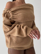 Draped Off-The-Shoulder Fall Sweater – ANAZ