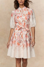 ANNICK Sonia Off-White Floral Print Dress Bell Sleeves Self-Tie Belt