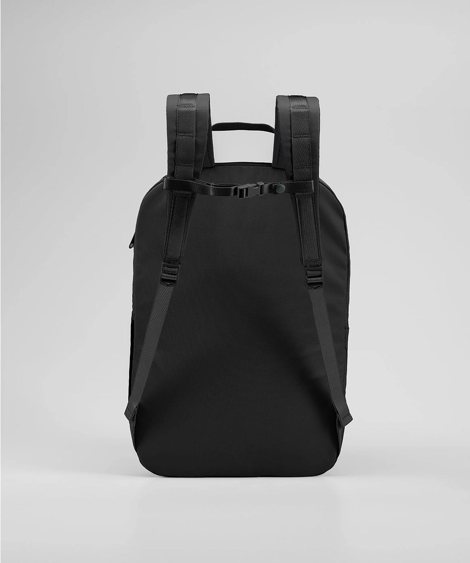 Black backpack on a light gray background RYU