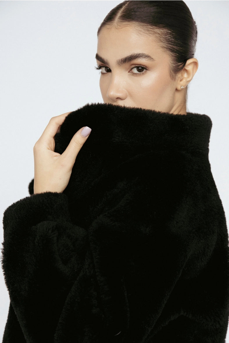 Amanda Maria Wool Bomber Teddy Jacket