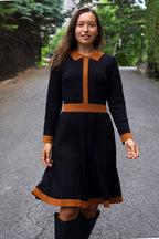 Back view of woman wearing Clarissa knit dress in black
