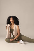 Olive seamless sports bra back view Rose Boreal Contour Seamless Bra
